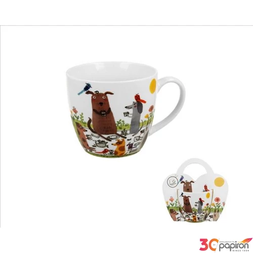 Bögre porcelán460 ml Dog picnic, díszcsomagolásban 