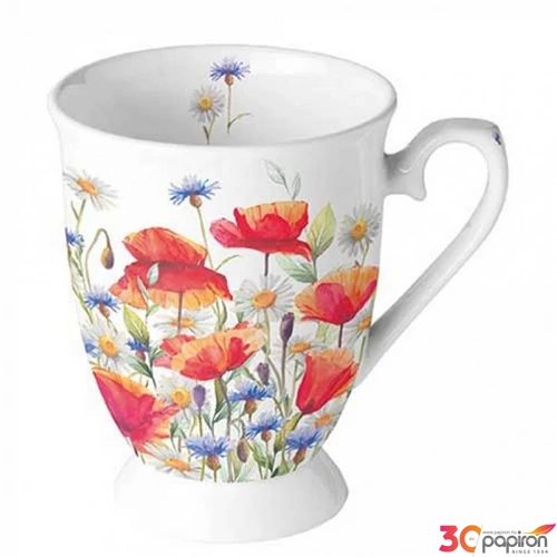 Bögre Porcelán 0,25l Poppies and cornflowers 