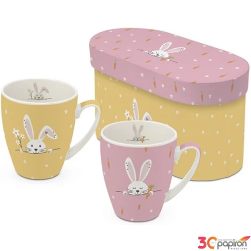 Bögre porcelán 0,35l dobozban,2db-os, Hello