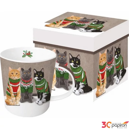 Bögre porcelán 0,35l dobozban, Sweater Cats 