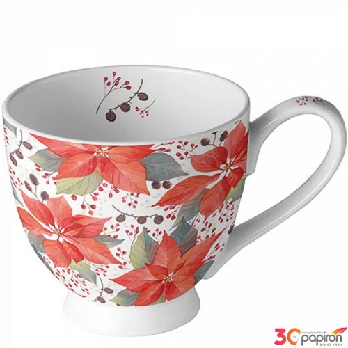 Bögre porcelán Ambiante Poinsettia And Berries 4,5dl porcelánbögre