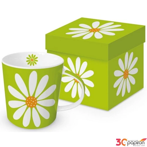 Bögre porcelán 0,4l dobozban, Happy Flower green