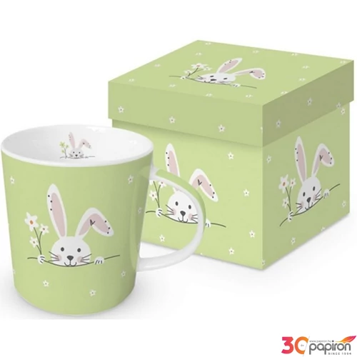 Bögre porcelán 0,4l dobozban, Hello Easter green