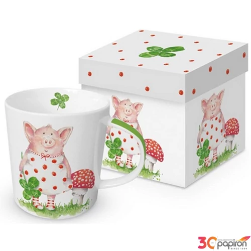 Bögre porcelán 0,4l dobozban, Lucky Piggy