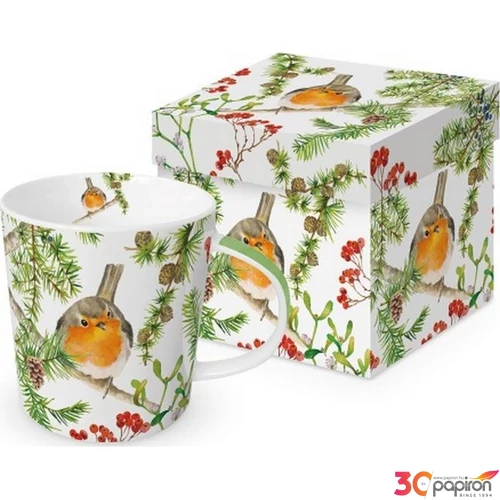 Bögre porcelán 0,4l dobozban, Robin in Tree 