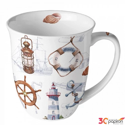 Bögre porcelán Ambiante Welcome Aboard 4dl porcelánbögre