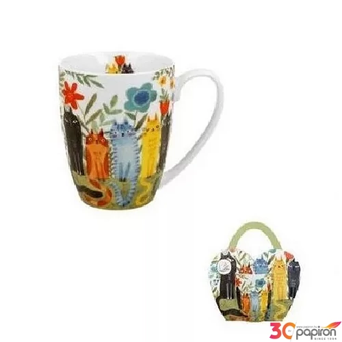 Bögre porcelán 360ml Garden Felines 