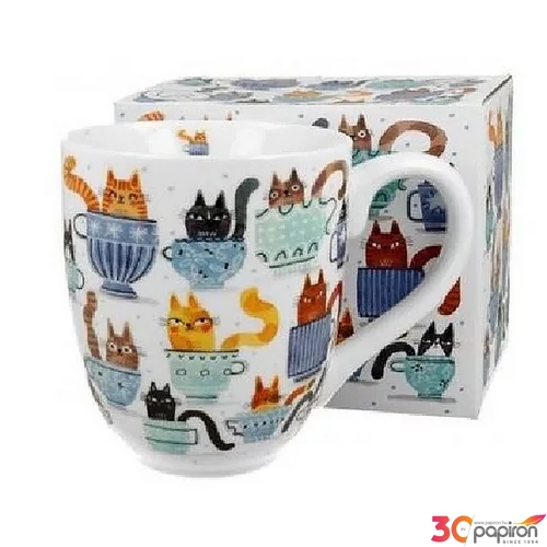 Bögre porcelán 1l Teacup Cats