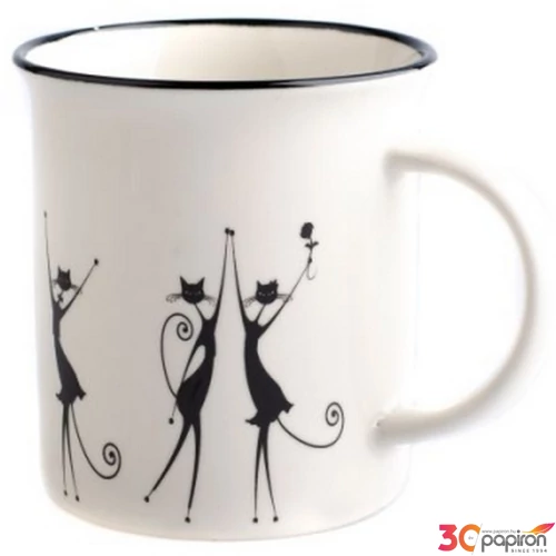 Bögre Porcelán 310ml táncoló fekete macskás dobozban