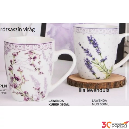 Bögre Porcelán 3,6dl Lawenda-levendulás dobozban