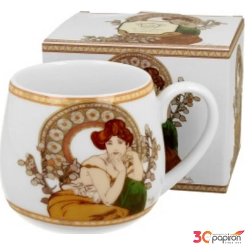 Bögre porcelán 350ml dobozban, Mucha:Topáz 
