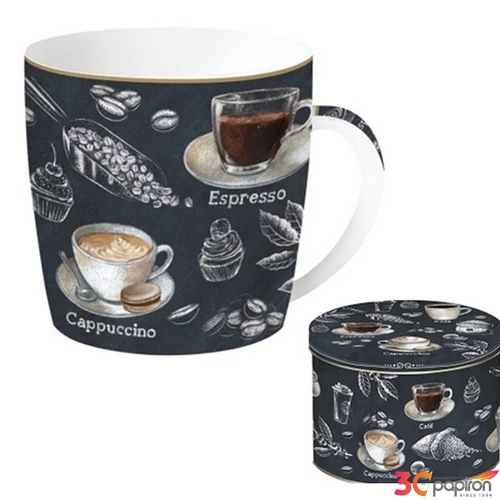 Bögre Porcelán 3,5dl fémdobozban Barista dobozban