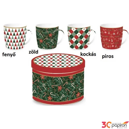 Bögre porcelán 350ml fémdobozban, Fancy Christmas Coffee Mania