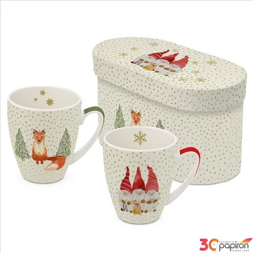 Bögre Porcelán 3,5dl Christmas Skiing dobozban