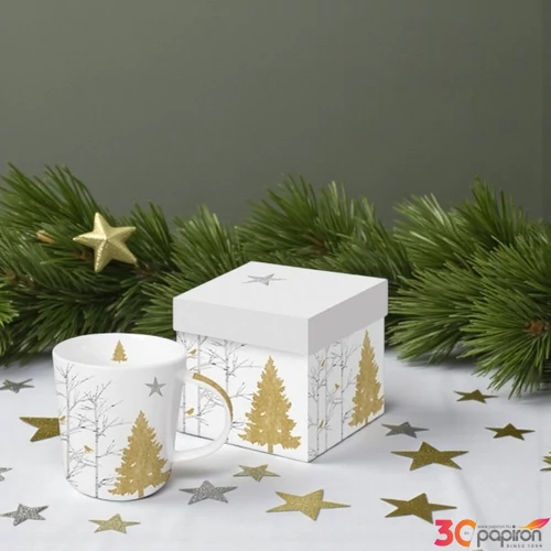 Bögre porcelán 3,5dl dobozban Mystic Tree gold