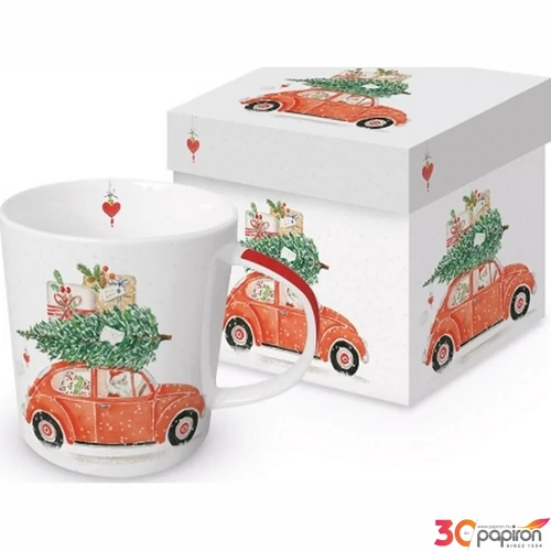 Bögre porcelán 3,5dl Santa Delivery dobozban