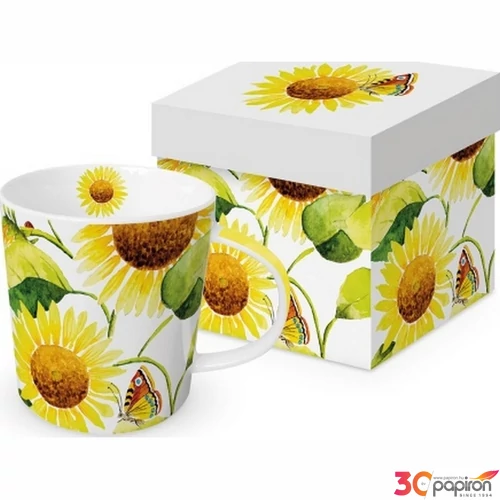 Bögre Porcelán 3,5dl Sunflowers dobozban