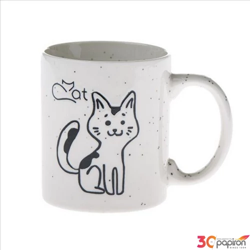 Bögre porcelán 360 ml fekete rajzos cica Cat felirattal 