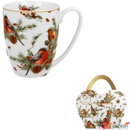 Bögre porcelán 360ml díszcsomagolásban, Christmas Birds 