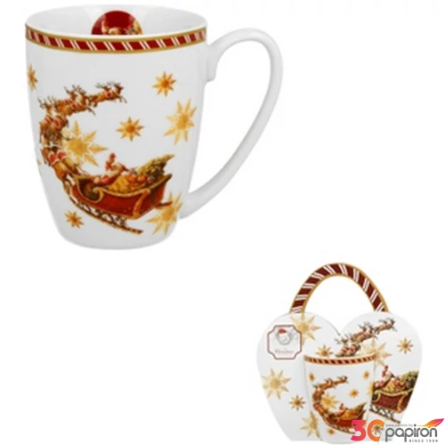 Bögre porcelán 360ml díszcsomagolásban, Santa on Sleigh 