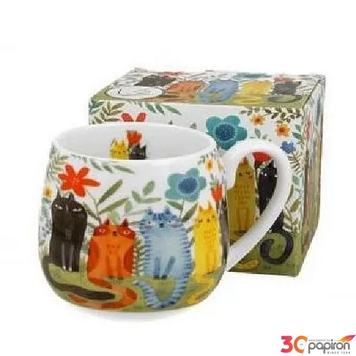 Bögre hordó Porcelán 430ml Garden Felines