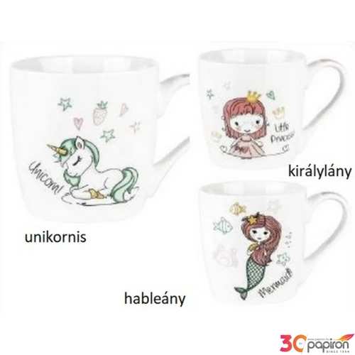Bögre porcelán 360ml Molly ( hableány/ királylány/unikornis )