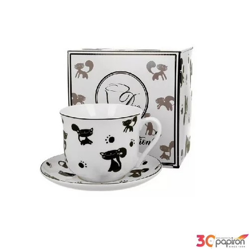 Csésze+alj Porcelán 470ml Black Cats