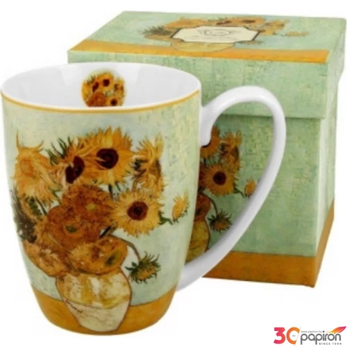 Bögre porcelán 380ml dobozban, Van Gogh: Napraforgók 