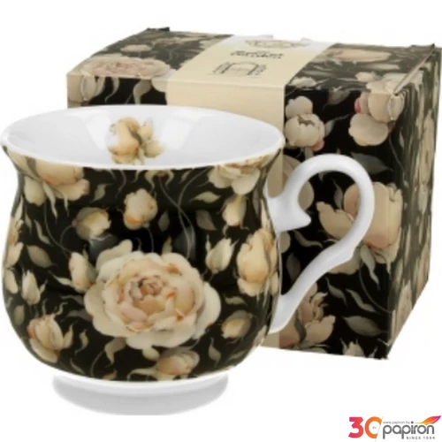 Bögre porcelán 400ml dobozban, English Roses Black 