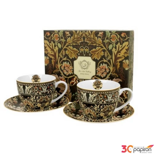 Porcelán csésze+alj 300ml dobozban, William Morris:Acanthus Leaves Porceláncsésze+alj 2személyes