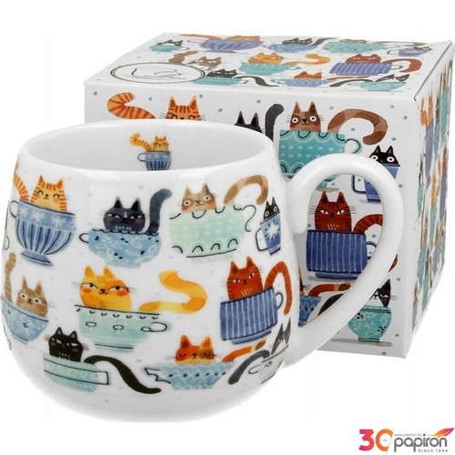 Bögre porcelán 430ml Teacup Cats dobozban