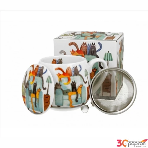 Bögre Porcelán 4,3dl tetővel,fémszűrővel, The Chair dobozban