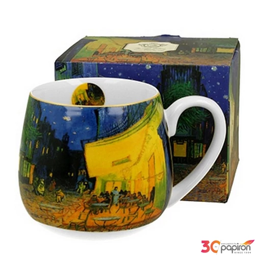Bögre porcelán 4,3dl Van Gogh:Kávéház éjjel dobozban