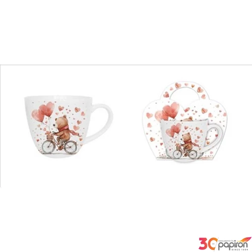 Bögre porcelán 460 ml Bear on a bike díszcsomagolásban 