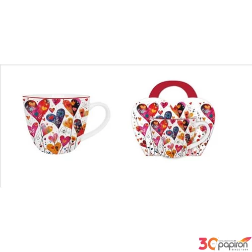 Bögre porcelán 460 ml Colorful Hearts 1 díszcsomagolásban 