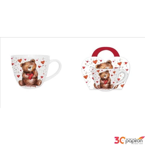 Bögre porcelán 460 ml Teddy Bear with a Hear díszcsomagolásban 