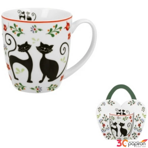 Bögre porcelán 460ml díszcsomagolásban, Etno Cats 
