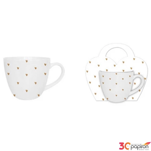 Bögre porcelán 460ml díszcsomagolásban, Hearts 5 gold 