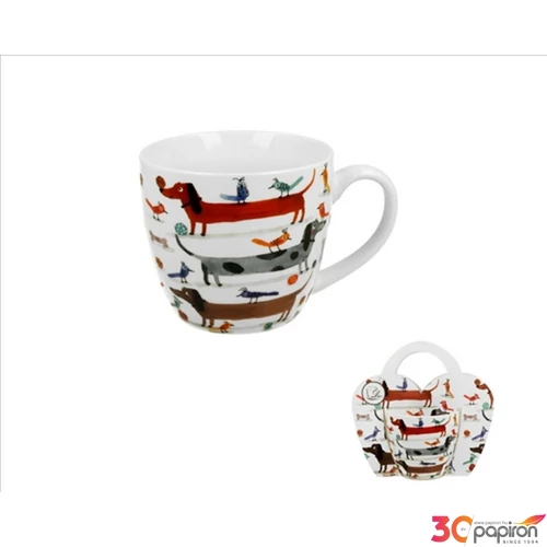 Bögre Porcelán 4,6dl Long Dogs dobozban