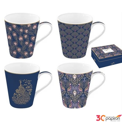 Bögre Porcelán 3dl Coffee Mania Peacock 4db-os dobozban