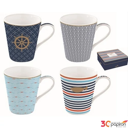 Bögre Porcelán 3dl Coffee Mania Bord De Mer 4db-os dobozban
