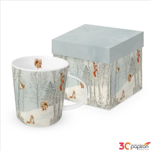Bögre Porcelán 4dl Ecureuil hiver dobozban
