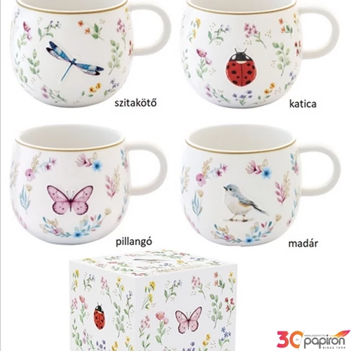 Bögre Porcelán 4dl Fancy Garden dobozban