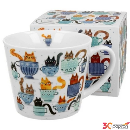 Bögre porcelán 600ml dobozban, Teacup Cats