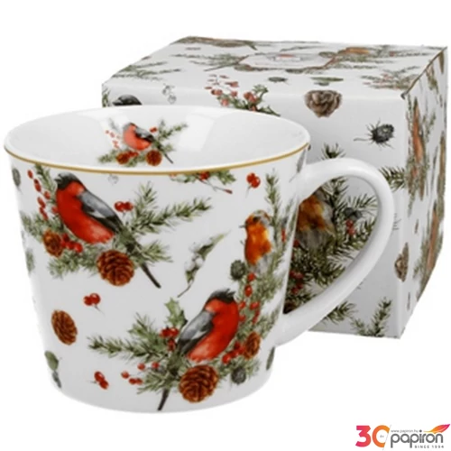 Bögre porcelán 610ml dobozban, Christmas Birds