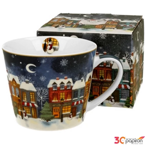 Bögre porcelán 610ml dobozban, Christmas City