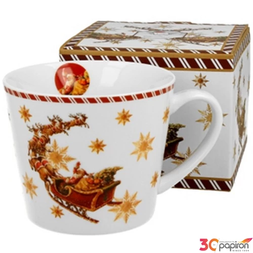 Bögre porcelán 610ml dobozban, Santa on Sleigh