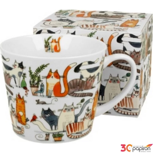 Bögre porcelán 610ml dobozban,Lazy Cats 