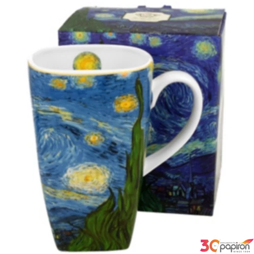 Bögre porcelán 630ml szögletes, dobozban Van Gogh:Csillagos éj
