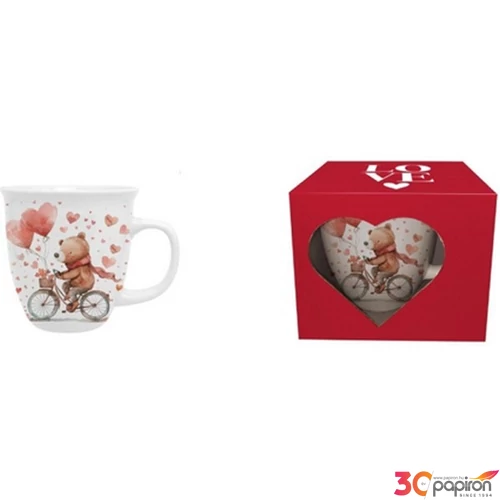 Bögre porcelán 650ml dobozban, Bear on a bike 